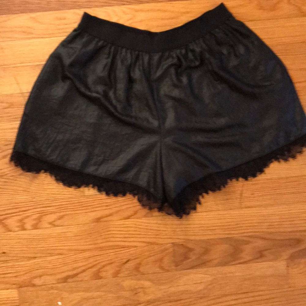 S BCBG Silk and Lace High Waisted Shorts